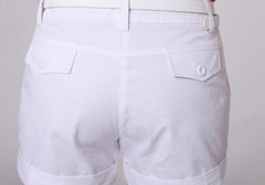 White Casual Fashion Design Lady Short Trousers