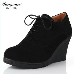 Fashion Flock High-heeled Platform Ankle Wedges Boots