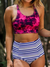 Retro High Waist Floral Vest Bikini Set