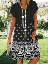 Black Printed Casual V Neck Shift Dresses