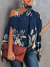 Women's Blouses Halter Neck Off Shoulder Doll Sleeve Print Blouse