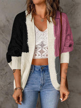 Women's Cardigans Loose Colorblock Long Sleeve Knit Cardigan