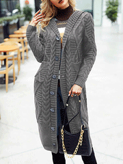 Women's Cardigans Solid Button Pocket Long Sweater Cardigan