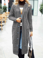 Women's Cardigans Solid Button Pocket Long Sweater Cardigan