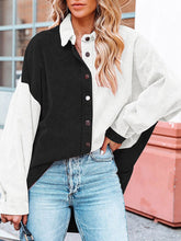 Women's Coats Color Block Corduroy Loose Jacket