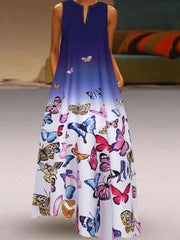 Women's Dresses Casual Butterfly Print Pocket Sleeveless Dress