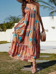 Women's Dresses Printed Sling Bare Back Sleeveless Dresses
