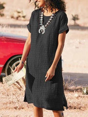 Women's Dresses Round Neck Short Sleeve Shift Dresses