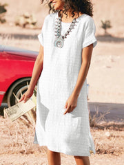 Women's Dresses Round Neck Short Sleeve Shift Dresses