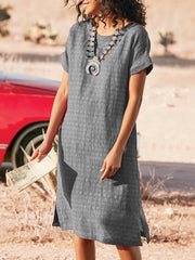 Women's Dresses Round Neck Short Sleeve Shift Dresses