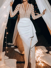 Women's Dresses Sequins Long Sleeve Irregular Dress Evening Dresses