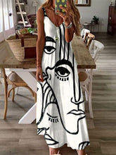 Women's Dresses Sling V-Neck Print Slim Dress Maxi Dresses