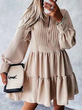 Women's Dresses Solid Lantern Sleeve Layered Cake Dress Skater Dresses