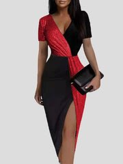 Women's Dresses V-Neck Short Sleeve Slit Bodycon Dresses