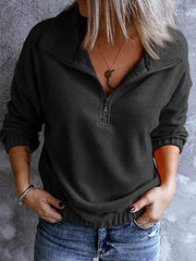 Women's Hoodies Polar Fleece Stand Collar Zipper Long Sleeves Hoodie