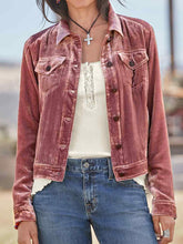 Women's Jackets Gold Velvet Button Pocket Cargo Jacket