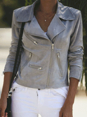 Women's Jackets Lapel Long Sleeve Zipper Short Jackets