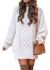 Women's Mini Dresses Crewneck Long Sleeve Oversized Knitted Dress Sweaters
