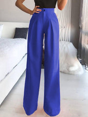 Women's Pants Solid Casual Straight Wide Leg Pants
