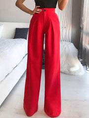 Women's Pants Solid Casual Straight Wide Leg Pants