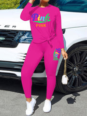 Women's Sets Printed Long Sleeve Top & Pants Sports Two-Piece Set