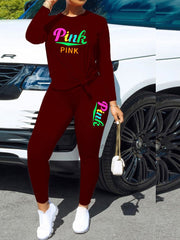 Women's Sets Printed Long Sleeve Top & Pants Sports Two-Piece Set