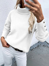 Women's Sweaters Turtleneck Solid Long Sleeve Knitted Sweater