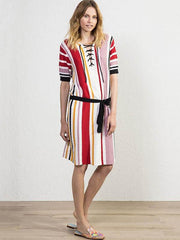 Striped Slim Fit Bikini Cover-up Dress