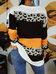 Leopard Leopard Print Long Sleeve Sweater