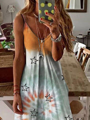 Lightgreen Swing Casual Sleeveless Abstract Dresses