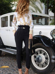 Long sleeve printed top women blouses