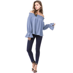 Fashion Stripe Off shoulder Falbala T-Shirts