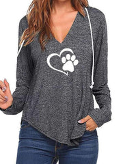 Fashion V neck Print Hoodies