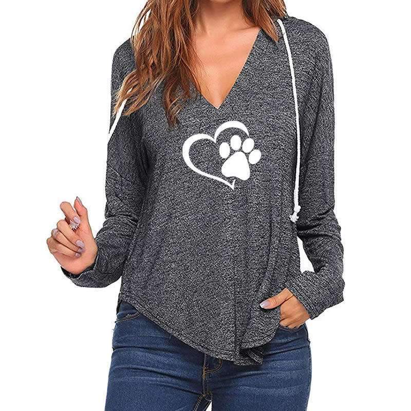 Fashion V neck Print Hoodies