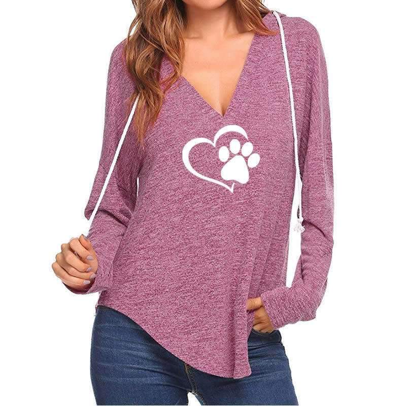 Fashion V neck Print Hoodies