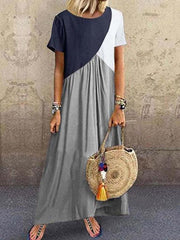 Geometric patchwork irregular fashion maxi dresses