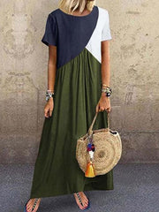 Geometric patchwork irregular fashion maxi dresses