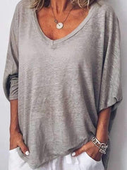 V neck Batwing sleeve Loose T-Shirts