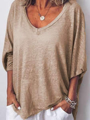 V neck Batwing sleeve Loose T-Shirts