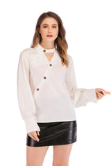 Fashion V neck Long sleeve Blouses