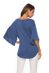 Fashion V neck Falbala T-Shirts