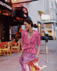 Fashion V neck Bowknot Long sleeve Tee Blouses