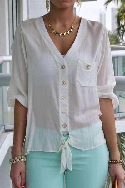 Summer Fastener Lacing Lycras Blouses