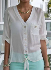 Summer Fastener Lacing Lycras Blouses