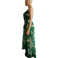 Bohemia Floral V Neck Backless Maxi Dress