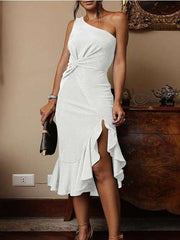 Irregular Sleeveless Falbala Bodycon Dresses