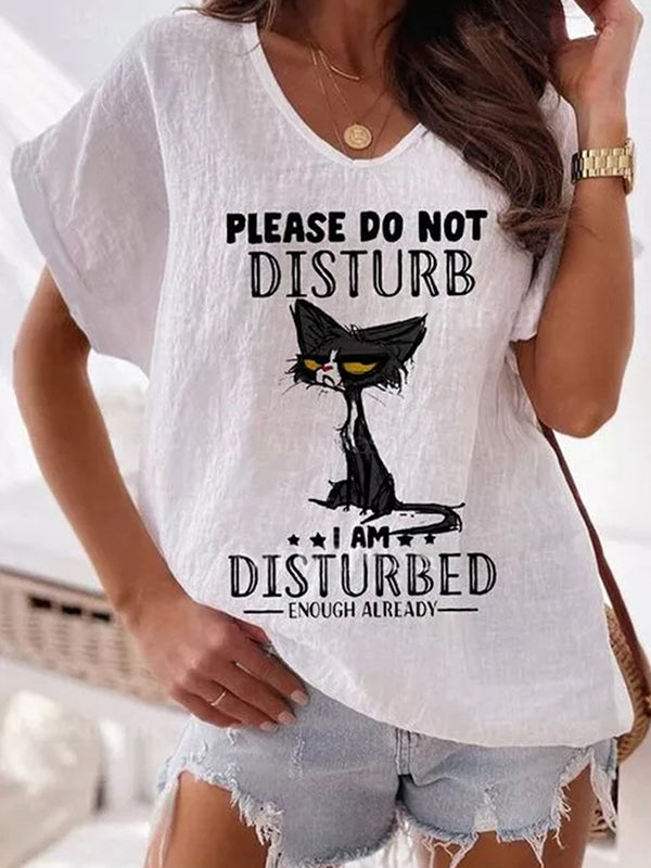 Summer printed short-sleeved V-neck shirt T-shirts blouses