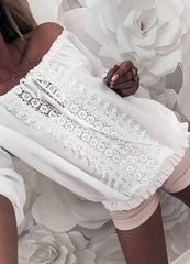 Fashion Sexy One shoulder Lacing  Falbala Blouses