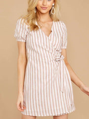 Fashion Stripe Lacing Skater Dresses