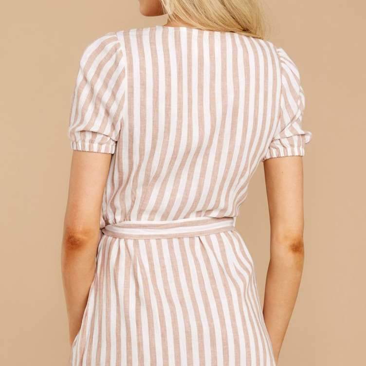 Fashion Stripe Lacing Skater Dresses